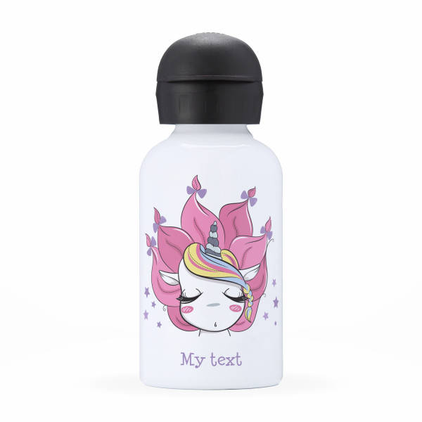 Children's personalized insulated water bottle - Unicorn and stars