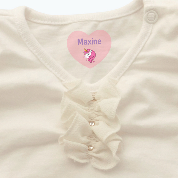 Iron-on clothing heart labels