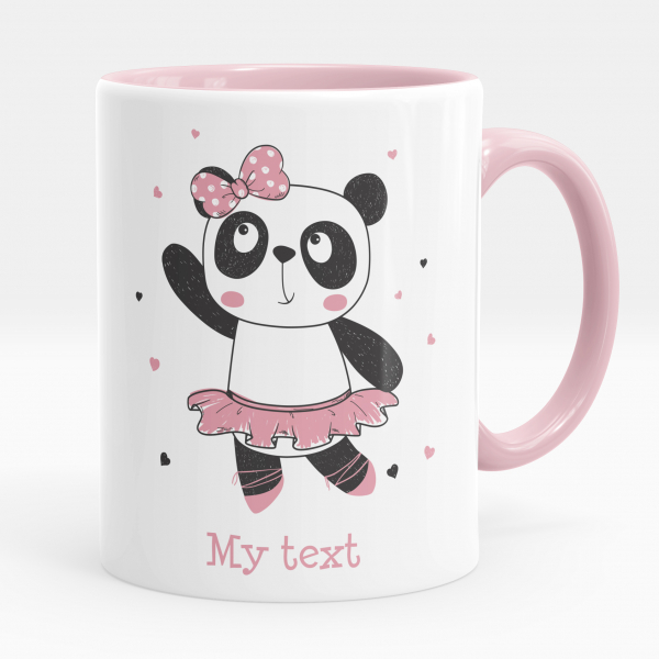 Personalized cup - Ballerina panda and hearts