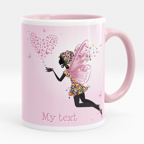 Personalized cup - Fairy, heart and butterflies