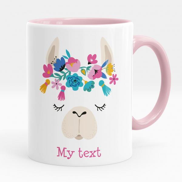 Personalized cup - Llama and flowers