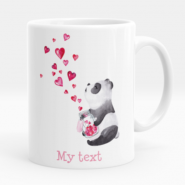 Personalized cup - Panda and hearts