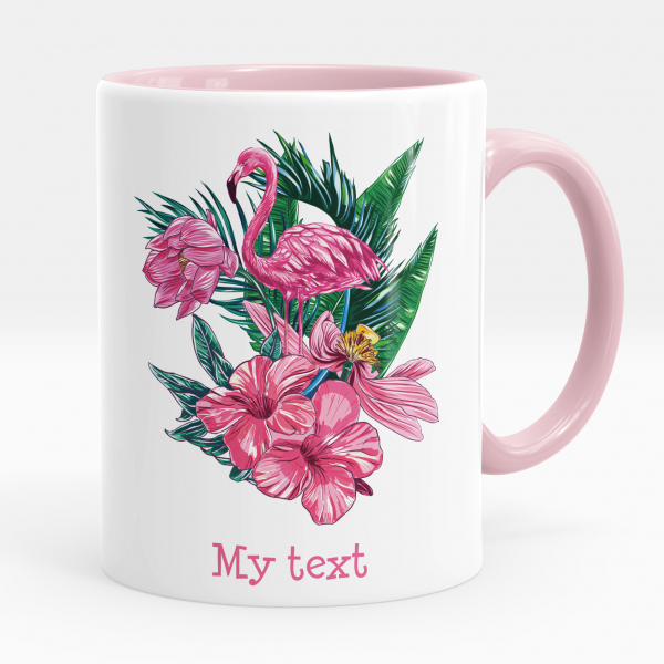 Personalized cup - Tropical flamingo