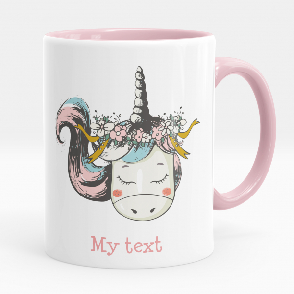 Personalized cup - Unicorn and flowers