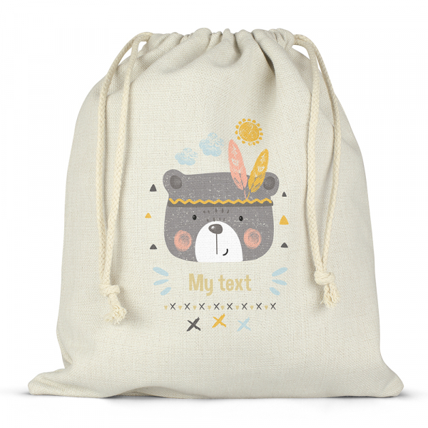 Personalized drawstring lunch box bag - American Indian bear