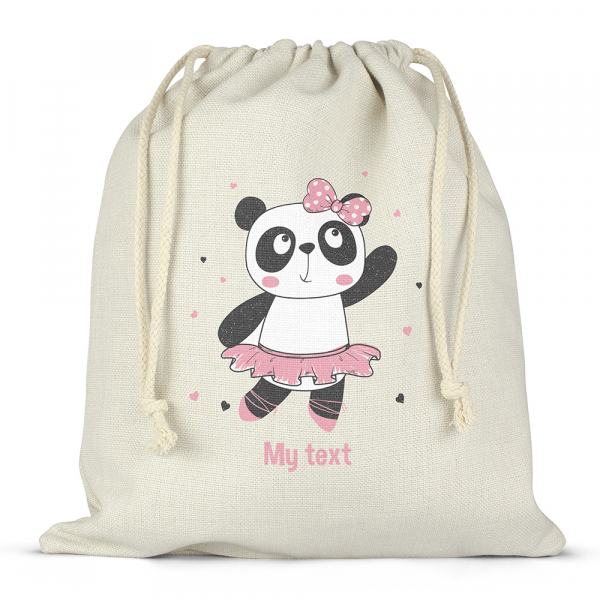 Personalized drawstring lunch box bag - Ballerina panda
