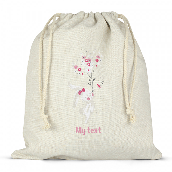 Personalized drawstring lunch box bag - Bunny