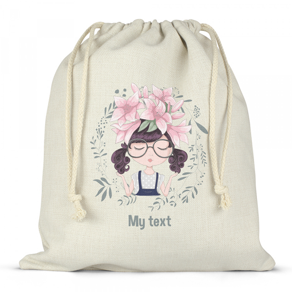 Personalized drawstring lunch box bag - Girl