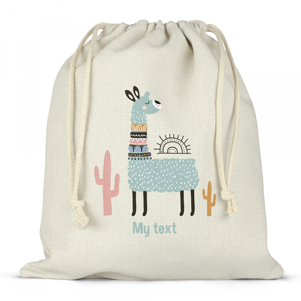 Personalized drawstring lunch box bag - Llama