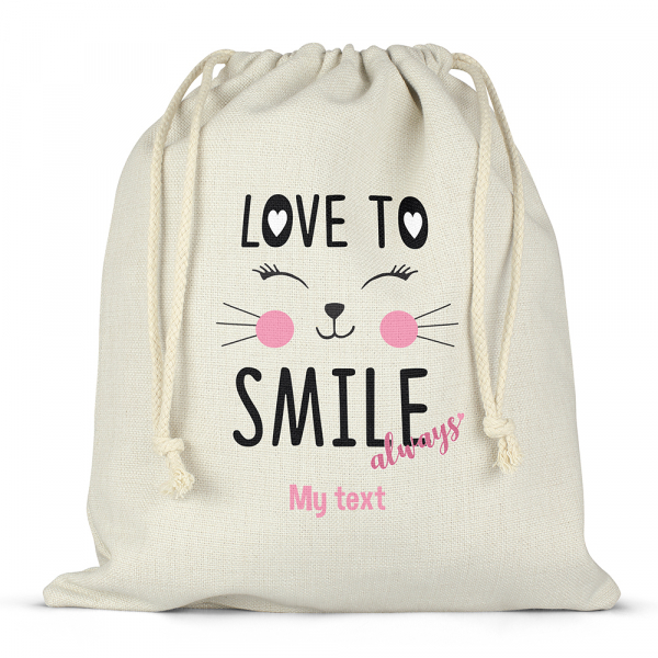 Personalized drawstring lunch box bag - Love to smile always