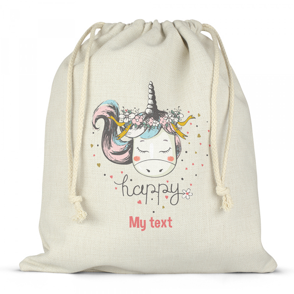 Personalized drawstring lunch box bag - Unicorn