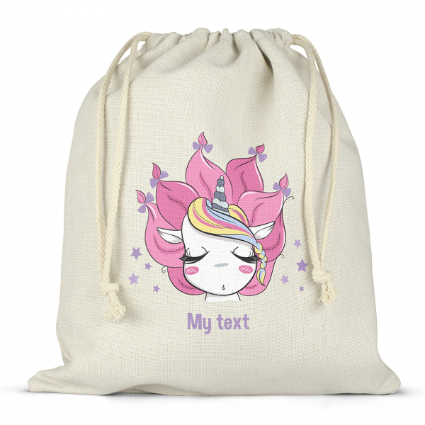 Personalized drawstring lunch box bag - Unicorn and stars