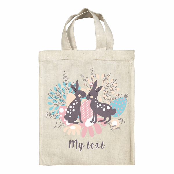Personalized Easter tote bag - Bunnies and eggs