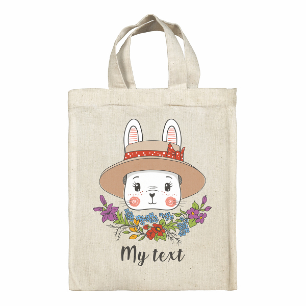Personalized Easter tote bag - Bunny with hat