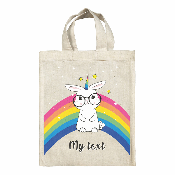 Personalized Easter tote bag - Rainbow bunny