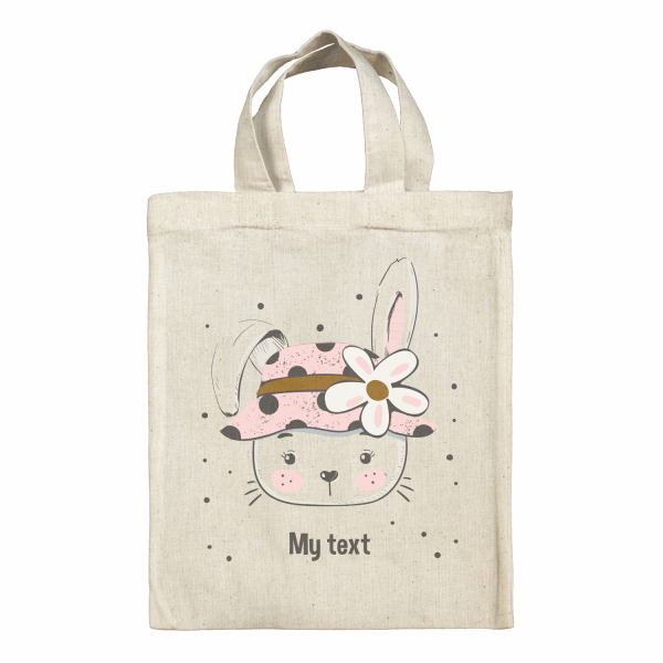Personalized lunch box tote bag - Bunny and flower
