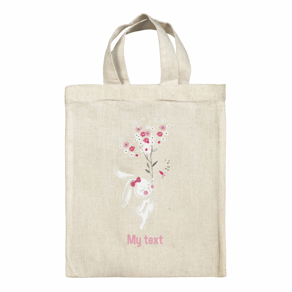 Personalized lunch box tote bag - Bunny and flowers
