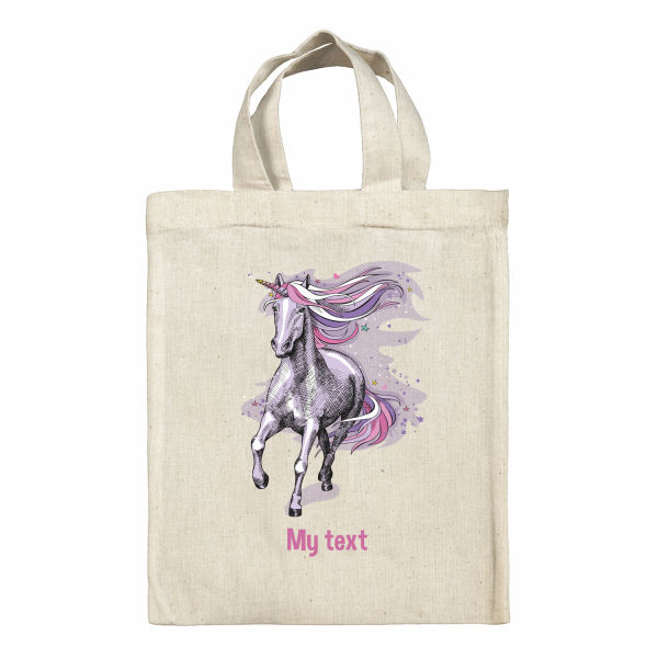 Personalized lunch box tote bag - Purple unicorn