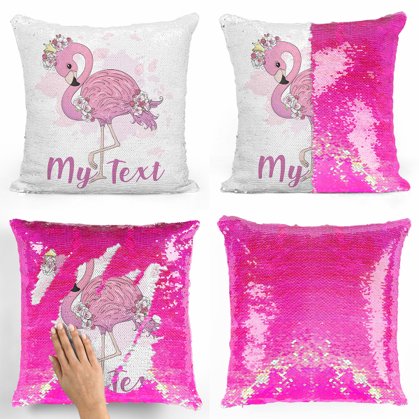 Personalized magic sequin cushion - Flamingo