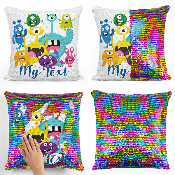Personalized magic sequin cushion - Little monsters