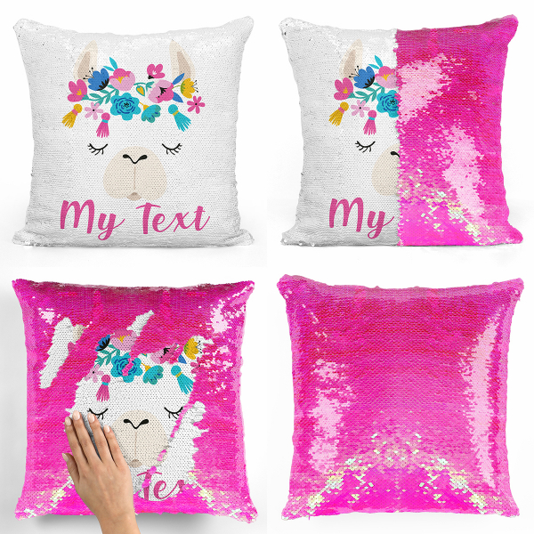 Personalized magic sequin cushion - Llama