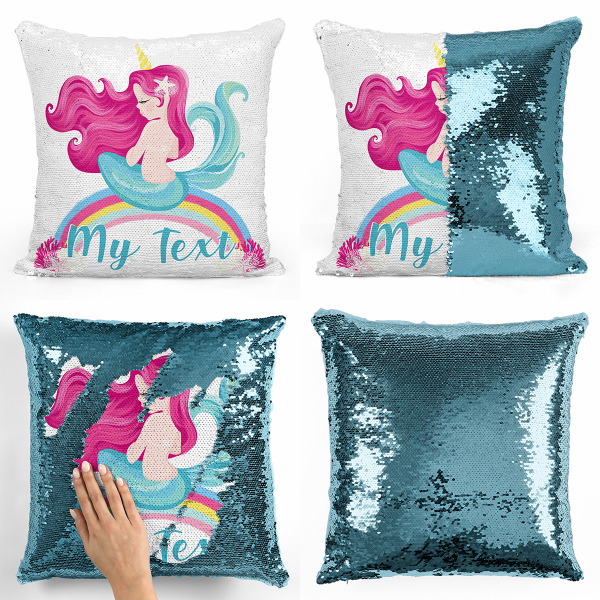 Personalized magic sequin cushion - Rainbow mermaid