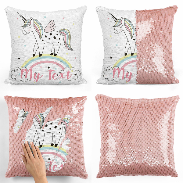 Personalized magic sequin cushion - Rainbow unicorn