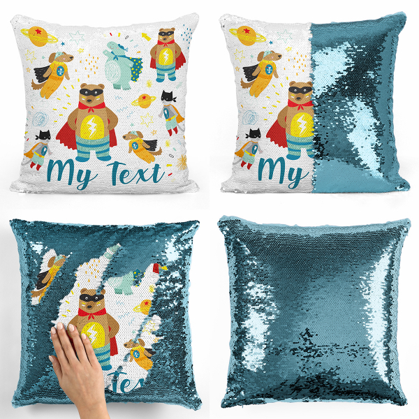 Personalized magic sequin cushion - Superhero animals