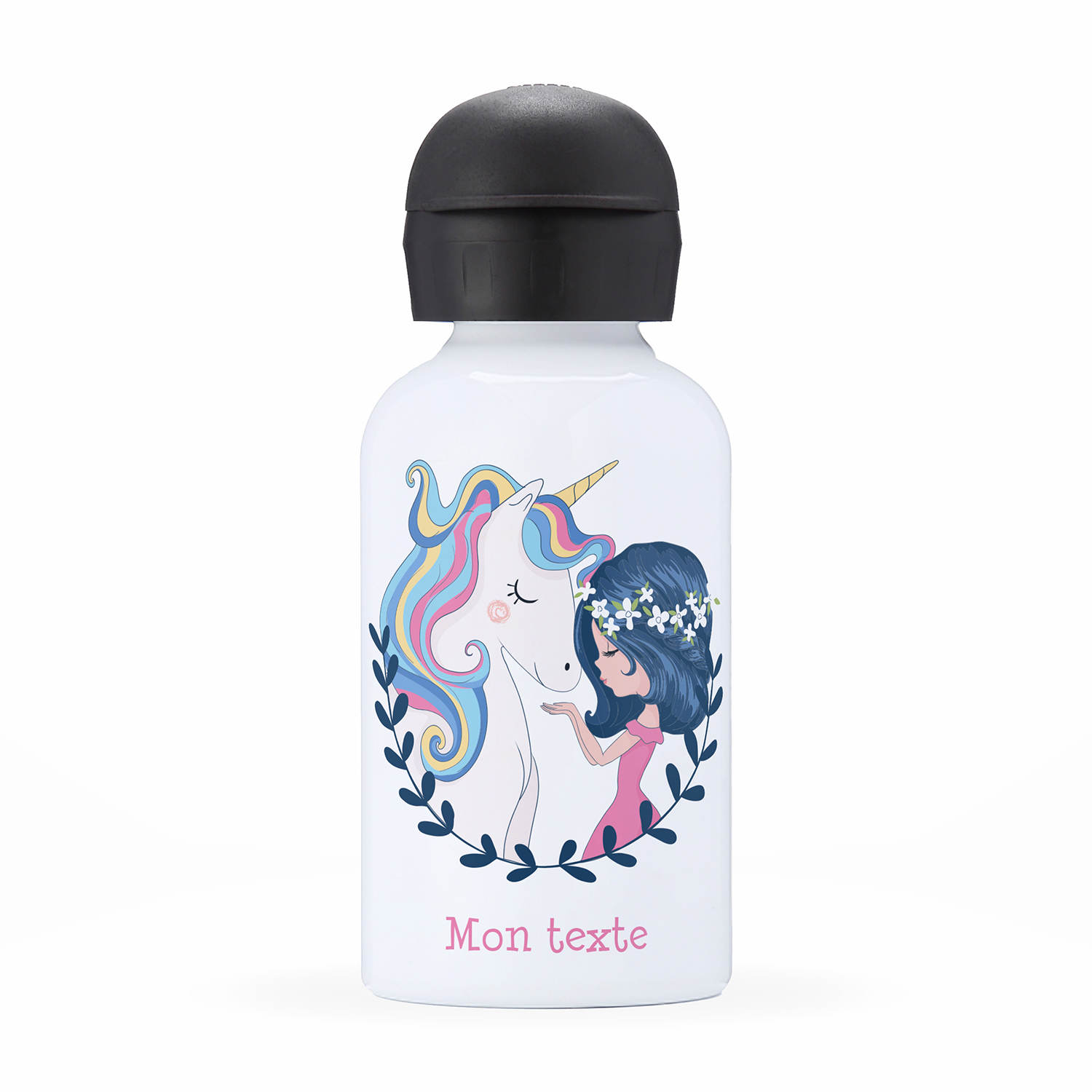 Children's personalized insulated water bottle - Girl and unicorn