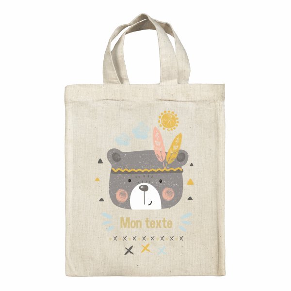 Personalized lunch box tote bag - American Indian bear
