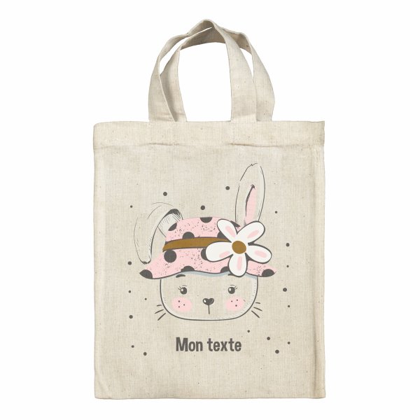 Personalized lunch box tote bag - Bunny and flower