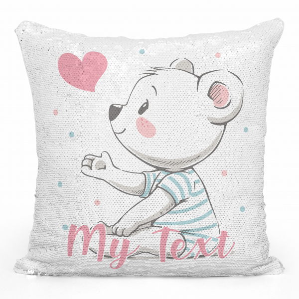 Personalized magic sequin cushion - Bear and heart