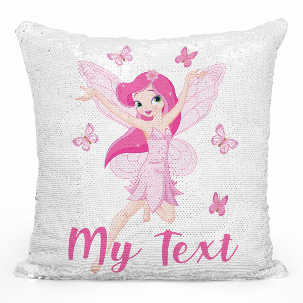 Personalized magic sequin cushion - Fairy and butterflies
