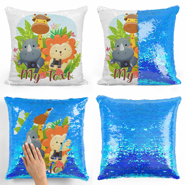 Personalized magic sequin cushion - Jungle animals