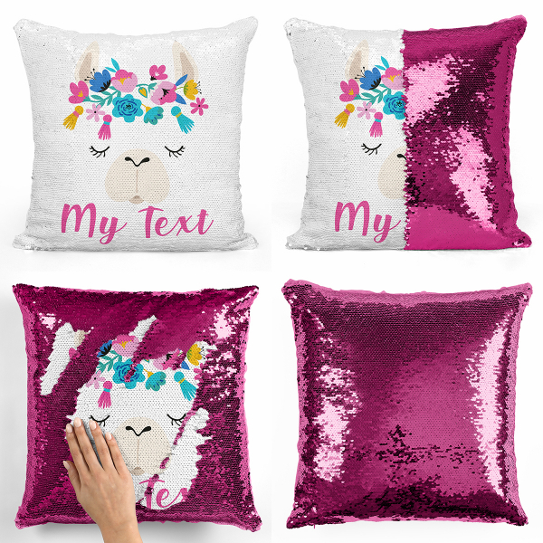 Personalized magic sequin cushion - Llama