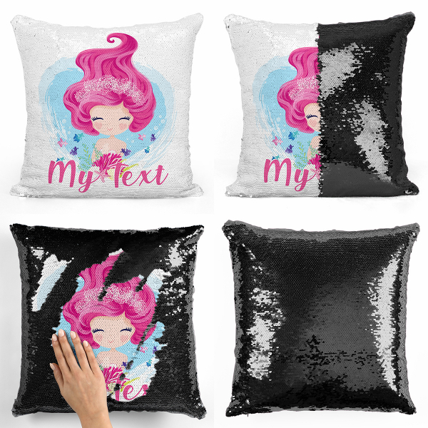 Personalized magic sequin cushion - Ocean little mermaid