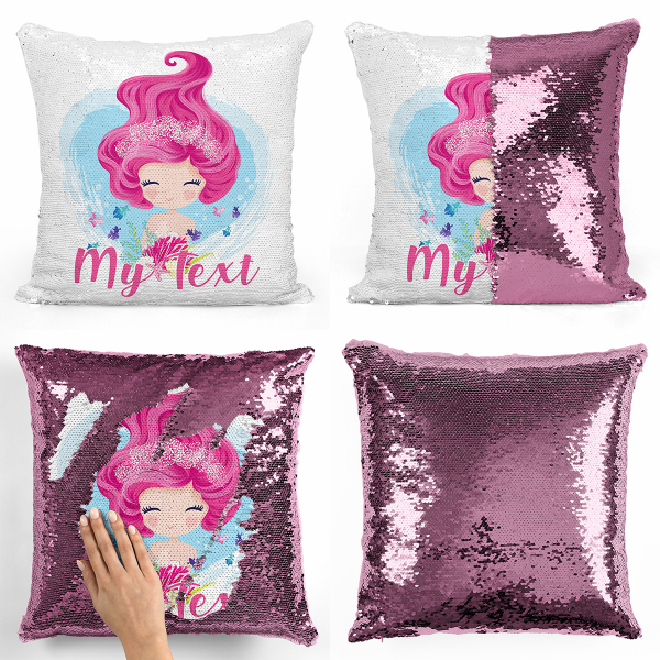 Personalized magic sequin cushion - Ocean little mermaid