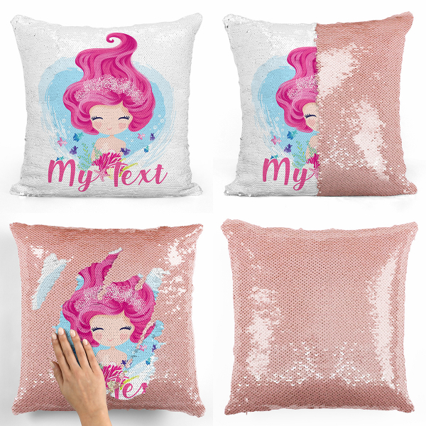 Personalized magic sequin cushion - Ocean little mermaid