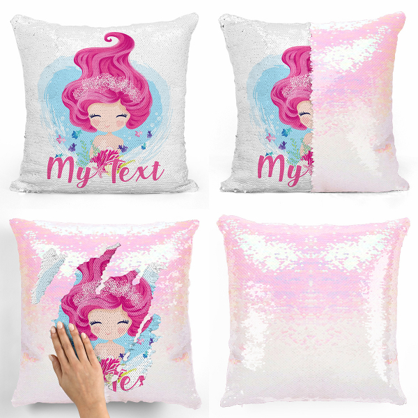 Personalized magic sequin cushion - Ocean little mermaid