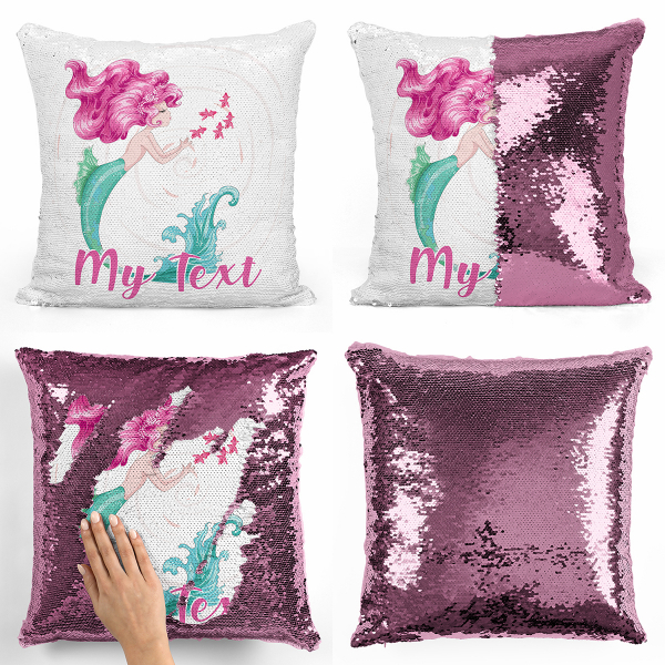 Personalized magic sequin cushion - Ocean mermaid