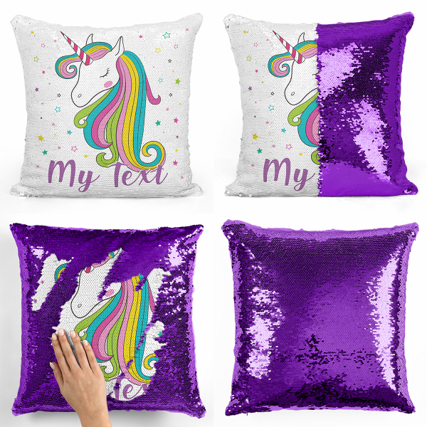 Dimensions 40 cm x 40 cmMaterials Reversible sequins on the front and fabric on the backThe cushion cover comes with a zipHand wash only