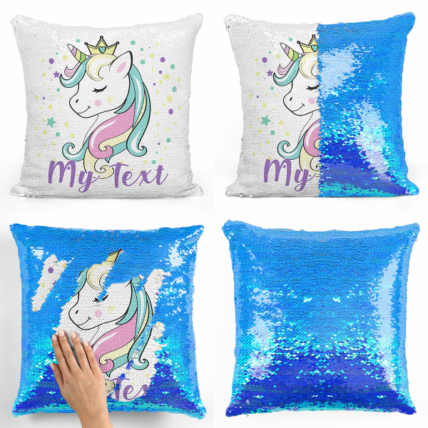 Personalized magic sequin cushion - Princess unicorn